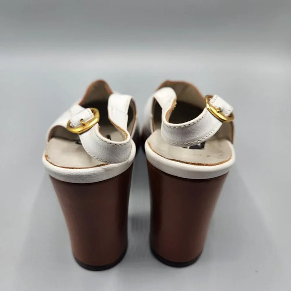 Vintage Platform Heels White  Brown Italy Size 6 - Picture 6 of 13